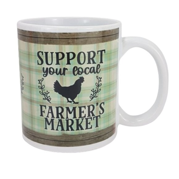 Vintage Statement Mug Teacup Support Your Local Farmers Market Graphic Quote - Picture 14 of 14